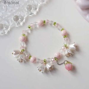 Perlé doux Vintage perle lys tulipe Bracelet pour femmes mode coréenne mignon gland pêche pendentif Bracelets bijoux esthétiques L24213