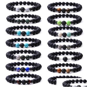 Venta al por mayor de cuentas de 8 mm de piedra negra Strand Colorf Crystal Jade Beads Energy Buddha Pulsera para mujeres Hombres Joyería de entrega de gota Dhgarden Dhxfy