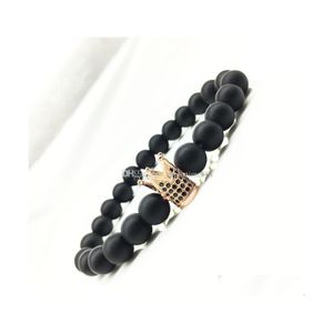 Perlé En Gros À La Main Mat Couronne Yoga Bouddha Perles Pierre Naturelle Roche Volcanique Bracelets Pour Hommes Femmes Bijoux Drop Delivery Dhsol