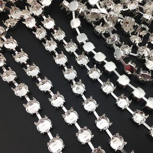 Perles 5 mètres les plus forts le plus épais 6 mm 8 mm rond vide Rivolis à main lien de chaîne fait à la main pour les réglages en cristal griffe en métal plaqué en argent