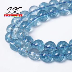 Cuentas Aaaaa Cuarzo Natural Topacios Azules Cuentas de Cristal Azul Cuentas de Piedra Natural para Fabricación de Joyas Diy Collar Pulsera