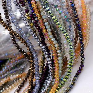 Perles Crystal Rondelle plaqu￩ l￢ches 2/3/4mm Fournisseur ￠ facettes Verre Rond DIY Making Bijoux Bracelet en gros