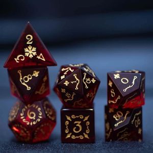 Beads Other Red DND Dice Set Cthulhu Polyhedral Handmade Engraved Magic Energy Arabesque For D&D RPG Board Table Games GiftOther
