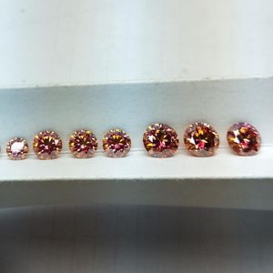 Perles véritables Moissanites, pierres en vrac de 5mm à 9mm, pierres précieuses rondes de couleur rouge multicolore avec rapport de certificat GRA
