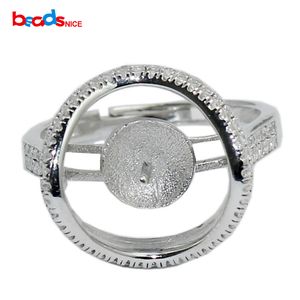 Beadsnice 925 Ajuste de anillo de plata esterlina Piedra extraíble Ajuste ajustable Cuenta redonda de 7 mm Accesorios hechos a mano ID 31048