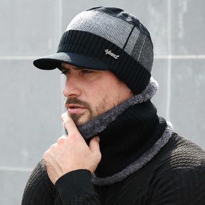 Bonnet 2022 hiver chapeaux pour hommes Skullies Bonnet casquette femmes laine écharpe ensemble cagoule masque Gorras Bonnet tricoté Y2209