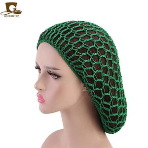 Bonnet crâne casquette cheveux Snood large bande maille dame Turban accessoires doux rayonne Crochet filet à cheveux surdimensionné tricot chapeau casquette 231005