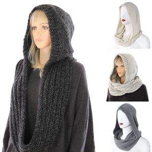 Beanie Skull Cap Winter Gehaakte Gebreide Kap Sjaal Buiten Winddicht Warme Lange Sjaal Wrap Effen Kleur Oorklep Hoed Nekwarmer 231117