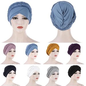 Bonnet Crâne Casquettes 1PC Robe Musulmane Turban Chapeau Style Occidental Baotou Cap Élégant Belle Couleur Solide Chapeaux Accessoires De Cheveux Pour Wom201r