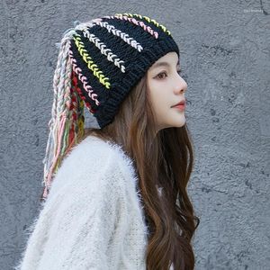 Beanie / Skull Caps 2022 Invierno Mujer Dreadlocks Peluca Sombrero Estilo jamaicano Tejer Colorfull Fringe Gorros Davi22