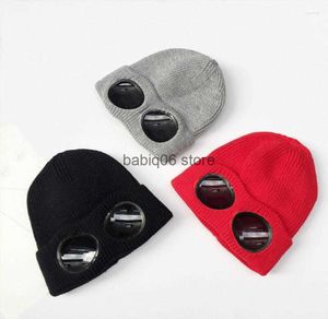 Beanie / Skull Caps Beanies 2022 Gafas de invierno Sombrero CP Ribbed Knit Lens Beanie Street Hip Hop Knitted Thick Fleece Warm para mujeres Men9940264 T230301