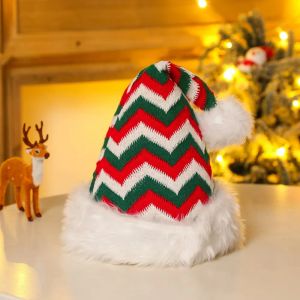 Bonnet/Crâne Casquettes Décorations De Noël Chapeau De Noël Rouge Doux En Peluche Rayé Flocon De Neige Chapeaux Père Noël Cosplay Casquette Enfants Adultes Casquettes De Fête De Noël 1024