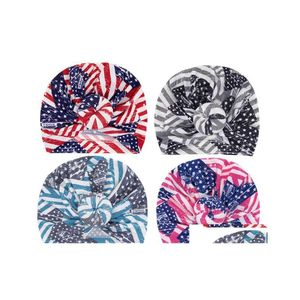 Beanie / Skull Caps Europa Infant Baby Hat Nudo Estrellas Impreso Headwear America Flag Child Toddler Kids Gorros Turban Donuts Sombreros Chil Dhtxo