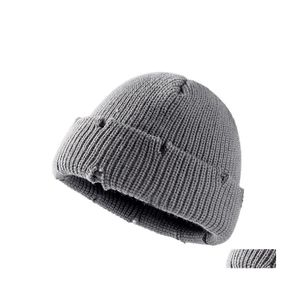 Beanie / Skull Caps Moda Invierno Agujero Sombreros para mujeres Hombre Punto Gorros Cálidos Propietario Sombrero Cool Street Wear Beanie Hip Hop Girls Boy Otv7F