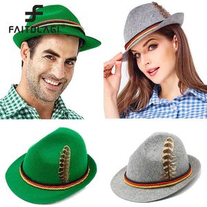 Bonnet/Crâne Casquettes Allemand Oktoberfest Fedora Unisexe Panama Jazz Plume Feutre Chapeau Munich Bière Chapeaux Halloween Costume Cosplay Casquette pour Hommes Femme Cadeau T221013