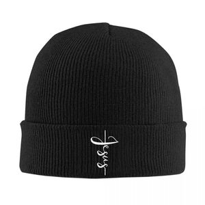 Beanie/Gorras de calavera Jesucristo en la cruz Dios Skullies Gorros Gorros Gorros unisex de invierno cálido Gorro de punto Gorro cristiano para adultos Gorros de esquí al aire libre 240125