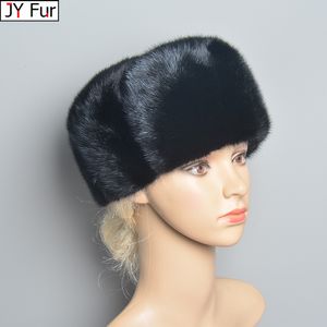 Beanie Skull Caps Luxury Women Real Mink Fur Hat Cap 2023 Winter Snow Unisex Natural Beret Bomber Hats 230808