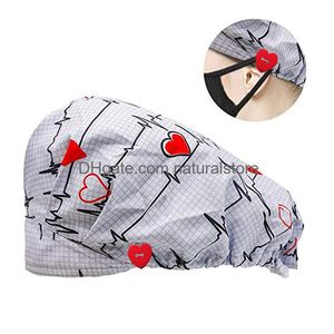 Bonnet / Skull Caps Imprimé Uni Coton Réglable Pet Travail Dust Cap Soins Infirmiers Élastique Beauté Chapeaux Salon Scrubs Beanie Drop Livraison Fashio Dhiq0