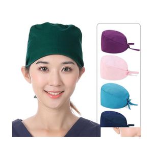 Bonnet/crâne casquettes unisexe couleur unie gommage infirmière chapeau réglable Salon de beauté soins casquette laboratoire animalerie médecin travail goutte livraison Ot1Ti