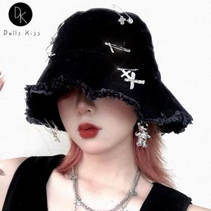 Bonnets Bonnet/Crâne Casquettes Harajuku Punk Gothique Métal Croix Pin Chapeau Femmes Y2K Cool Bonnet Chapeaux Femme Streetwear Cap Hip Hop Fille Cadeaux