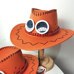 BeanieSkull Caps Ace Hat Cosplay Fire Fists Hat Original Anime Peripheral Hat Suede Cowboy Hat chapeaux pour hommes casquettes pour hommes 230324
