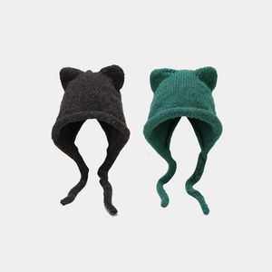 BeanieSkull Caps Moda Cute Knitting Beanie Hat Otoño Invierno Gorros de lana de punto Girl Cat Ear Pointed Pullover Mujeres Bonnet Hats 230518