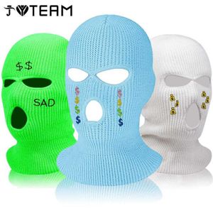 BeanieSkull Caps Fashion Ski Mask 3 Hole Balaclava Knit Hat Knitted Face Cover Winter Balaclava Full Face Mask for Winter Outdoor7254H
