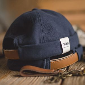 BeanieSkull Caps Maden Hommes Réglable Denim Beanie Skull Cap Dockworker Chapeau Roll Cuff Casual Caps Sailor Hats Male 221128