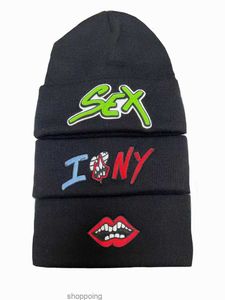 Backieskull Caps tendance Hip-hop Skateboard Cold Hat Sex Records Matty Boy Broidered Le cuir en cuir tricot Hommes et tout-correspondant 230324C8FF