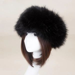 BeanieSkull Caps Invierno Grueso Furry Hairband Fluffy Russian Faux Fur Mujeres Chica Diadema Sombrero Al aire libre Earwarmer Sombreros de esquí 231122