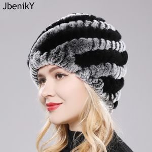 BeanieSkull Caps Mujeres Invierno Cálido Real Rex Rabbit Fur Hat Snow Cap s para niñas Knit Skullies Beanies Natural Fluffy 221122