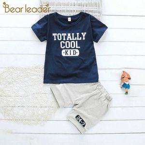 Bear Leader Cool Kids Clothing Sets Summer Boys Fashion Letter Print Top and Shorts Outfit 2Pcs Children Casual Clothes 2-6Y 210708