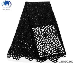 BEAUTIFUL africain guipure lacets tissus noir cordon dentelle tissus 2019 soluble dans l'eau lacets robe pour les femmes 5yardslot ML25G148237240