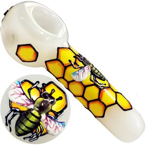 Hermosas pipas de vidrio 3D panal de abeja Fumar Dogo Cuchara de vidrio Pipas para fumar Pipas Bongs Tabaco para pipa de vidrio Envío gratis