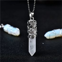 Belle Nettoyé DIY Clair Quartz Pendule Opale Chakra Pendentif Petite Amie Reiki Méditation Cristal Pendule Divination Cadeau Collier Décor