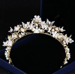 Hermosas coronas de bodas de cristal hechas a mano y tierras tiaras de diamantes de imitación de diámetro