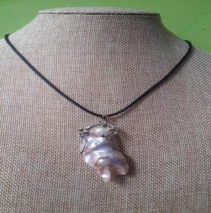 Magnifique collier avec pendentif en perles de sirène, énorme, naturel, baroque, rose, violet, sirène, 50mm, mer du sud, 2425321