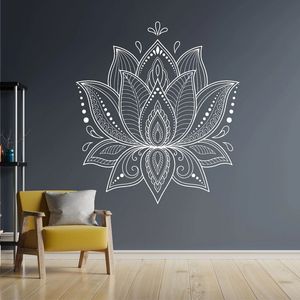 Belle Lotus Mandala Stickers Muraux Fleur De Lotus Zen Relax Om Méditation Chambre Décor Autocollant Yoga Studio Murale Papier Peint G061