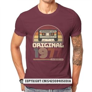 Hermosa cinta retro vintage cumpleaños 1977 camiseta premium para hombre moda slim fit tops camisa algodón cómodo 220504