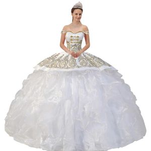 Belle Chérie Charro Insignia Quinceanera Robe Ananas Motif Floral Applique Médaillons Peplum Overlay Robe De Bal Pour X222v