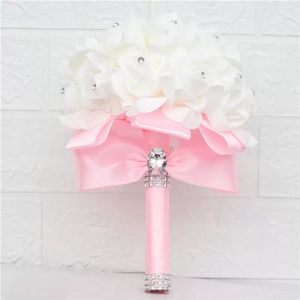 Flores de boda Hermosa blanca marfil nupcial dama de honor flor de boda bouquet artificial rosa ramo