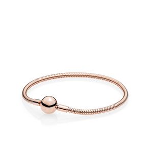 Hermosa mujer 18K oro rosa 3mm pulsera de cadena de serpiente compatible con Pandora Silver Charms pulsera de cuentas europeas fabricación de joyas DIY