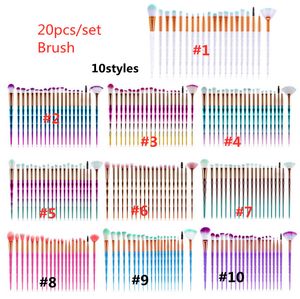 Ensemble de pinceaux de maquillage diamant, 20 pièces, Kits de pinceaux à poudre, pour le visage et les yeux, lot de pinceaux colorés, pinceaux de fond de teint