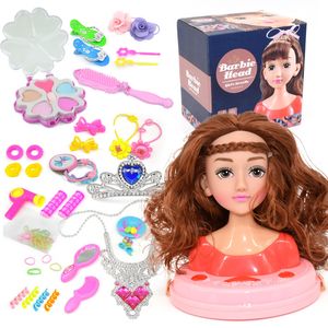 Beauty Fashion Children S Makeup Toy Princess Diy Head Mannequin Set Multi Style Hairstyle Doll Girl Hair Up Gift for Girls 230307