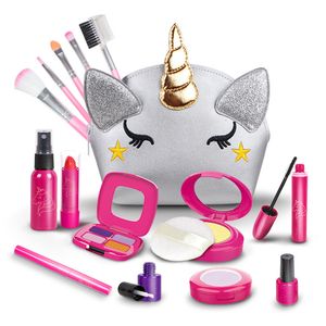 Beauty Fashion Pretend Play Makeup Toys for Girls Fake Make Up Kits Bag Toddler Cosmetics Lipstick Eyelash Brush Toy Girl Birthday Gifts 230307