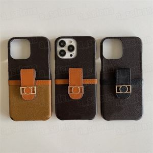 Cas de téléphone portable de mode de concepteur pour l'iPhone 14 14pro 14plus 11 12 13 pro max couverture de téléphone portable de poche de carte en cuir d'unité centrale