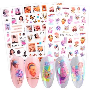 1 Uds. Pinturas pegatinas para uñas de doncella figura escultura labios sexy uñas deslizadores papel aguacate dibujos animados láminas para manicura BESTZCS034-049 Nail ArtStickers calcomanías Nail Art