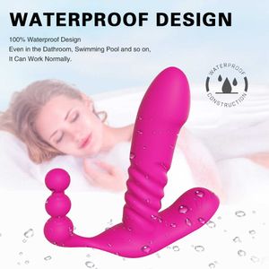 Artículos de belleza 3 en 1 vibrador de empuje para mujeres orgasmo masturbador femenino usar consolador juguetes sexy estimulador de clítoris Anal