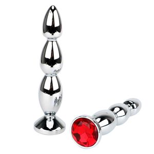 Artículos de belleza 4 colores de acero inoxidable sexyy juguetes tapón Anal largo grande para hombres parejas mujeres lesbianas Buttplug cuentas ano masajeador sexy