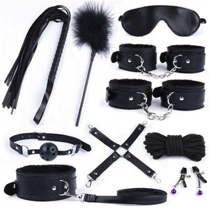 Artículos de belleza Kits de juguetes BDSM Adultos Gay sexy para mujeres Esposas eróticas Abrazaderas para pezones Látigo Nalgadas Anal Plug Butt Parejas Bondage Gear